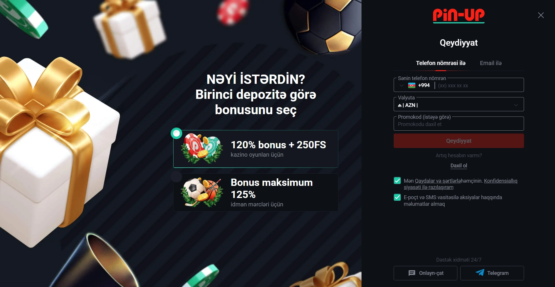 Pin-Up Casino – bonuslar və tematik slot bolluğu